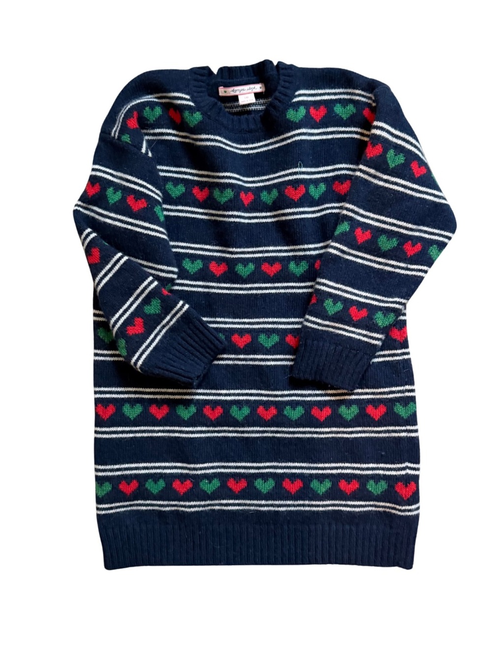 Konges slojd | Girls' Navy Heart Stripe Knit Dress -